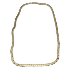 Heavy Double Layer Flat Square Link Chain Gold Tone Necklace Vintage Korea 1970s