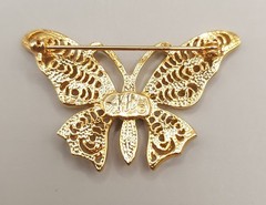 Lot 3 Vintage Butterfly Brooches Pins Gold Tone Enamel Signed AAi Filigree Set