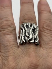 Vintage Sterling 925 BRUTALIST FREE-FORM UNIQUE RING Size 7.5 10.77grams