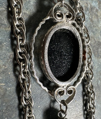 Vintage 30″ Silver Tone Double Strand Glass Cameo & Tassel Pendant Necklace