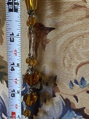 ART DECO Czech Cut Amber GLASS Bead Dangle Necklace Antique 20s Era Old Flapper