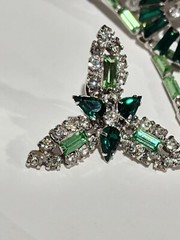 Juliana D&E Delizza Elster GREEN Art Deco Triangular Brooch Pin Earrings Set