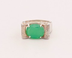 JC Sterling silver vintage green chalcedony ring sz 7