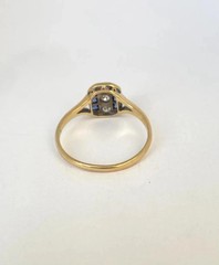 Art Deco Vintage Style Lab-Created Diamond Sapphire Engagement 14K Gold FN Ring
