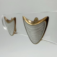 VTG Albert Scharning Norway Sterling White Enamel Clip-On Earrings 4g #bfi