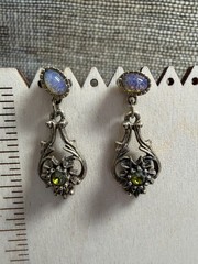 1974 Sarah Coventry Contessa Earrings Faux Opal and Peridot