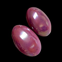 Chunky 80s Retro Iridescent Pink Cabochon Everyday Statement Earrings 1.5″