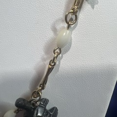 Vintage Estate HOBE Signed Gold Tone & White Beaded ANIMAL ONIX 28” Unique