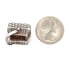 Vintage Brown County Baskets .925 Sterling Silver Picnic Basket, Hinged, 15.6g