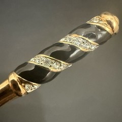 Vintage Retired SWAROVSKI Swan Signed Pave Crystal Faux Pearl Golf Club Brooch