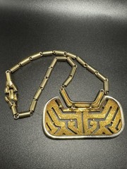 Vintage 1960s Pierre Cardin Space Age Modernist Gold Tone Statement Art Necklace