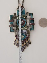 Huge Art Deco Statement Necklace La Vintage QVC Kathy Levine Rhinestones 18″