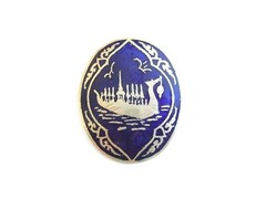 Oval Vintage Enamel Brooch Stamp Thailand 0.24 Oz/1.54 X 1.26 In