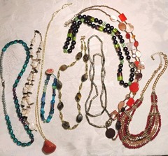9 Piece Vintage Necklace Lot Glass And Natural Stone Variety Length 1 Anklet