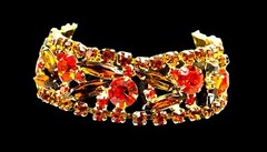 RARE JULIANA D&E GOLD-TONE ORANGE TOPAZ RHINESTONE STICKS & STONES BRACELET BOOK