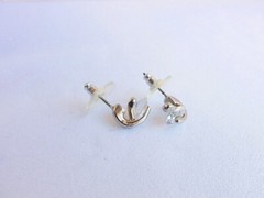 Vintage 7MM CZ Cubic Zirconia Tension Set Stud Earrings Silver Clad