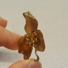 VTG Napier WWII Era Sterling Gold-Wash Floral Brooch 4.5×4cm 11.21g