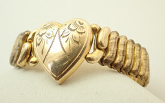 Antique Gold Filled Sweetheart Heart Expansion Expandable Stretch Bracelet