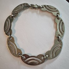 Vintage Choker Style Necklace Modernist Style Gold Tone 15 Inch 1970s 80s