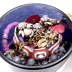 Mystery Vintage Modern Purple Theme Fashion Costume Mixed Jewelry Jar 1lb