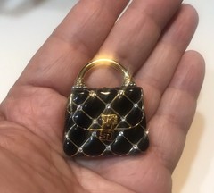 St John Brooch Purse Handbag Pin Rhinestones Gold Plated FAB Opens FUN to Wear