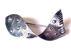 Anna Halasi for Georg Jensen Mid Century Modern Sterling Silver Fish Brooch
