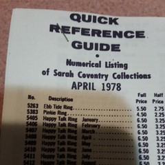 PRINTED COPY OF A April 1978 “QUICK REFERENCE GUIDES ” SARAH BOOK 2 PAGES