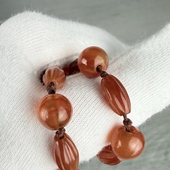 Vintage Possibly Antique Hand Knotted Carnelian Beaded Necklace Needs a Clasp