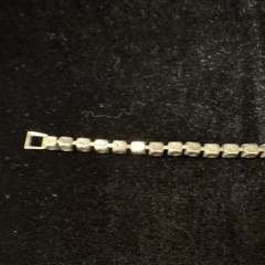 Vintage Clear Rhinestone Statement Tennis Necklace, Box Chain, 15″ Silver Tone