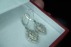 Vintage Style 2.5Ct Lab Created Diamond Drop/Dangle 14k White Gold FN Earrings