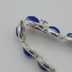 FAS DESIGNER Sterling Silver Blue Lapis Stone Bracelet Vintage Fashion Jewelry