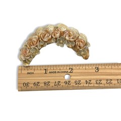 Vintage 1940s 1950s Sea Shell Floral Brooch Half Moon Crescent
