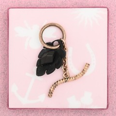Antique Victorian Upcycled Vulcanite Feather Rose Gold Filled T-Bar Pendant