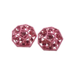 Vintage Pink Enamel Openwork Filigree Rhinestone Cage Earrings Octagon Clip-On