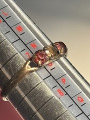 Vintage Gold Filled Ring Red Stones Missing Center Stone Estate Jewelry Size 7