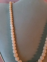 Vintage Hand Carved Rose Bovine Bone Necklace 19″