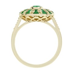 3Ct Art Deco Style Lab Created Diamond Emerald Engagement 14K Gold Finish Ring