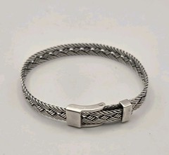 Vintage .925 Sterling Silver Braided Woven Belt Buckle Bracelet 21g