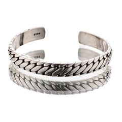 Mens Vintage Open Bangle 925 Sterling Silver Handmade Twisted Cuff Bracelet US