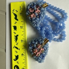 VINTAGE MIRIAM HASKELL BLUE GLASS BEAD AND SEED HEART BRACELET & PIN “AS IS”