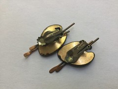 Vintage Matisse Brooch and Earring Set Copper Enamel Painter Palette Art Clip On