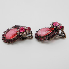 Juliana D&E Brooch Earrings Amethyst Purple Rose Pink Givre Stripe Pin Set Book