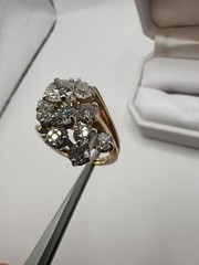 Stunning 1970 Vintage Estate 18k Gold 3.50ct Diamond Cluster Cocktail Ring
