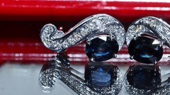 18k white gold 2.69ct natural, treated sapphire natural diamond earrings 5.78gr