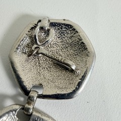 Judy Lee collar necklace vintage silver tone necklace wide panels fish design