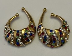 Vtg Idemaria IIQuartorecchino Signed Swarovski Crystal Glamour Ear Cuff Earrings