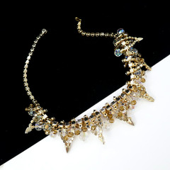 VINTAGE JULIANA D & E AMBER RHINESTONE CRYSTAL BEADED BIB NECKLACE BOOK PIECE