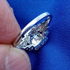 Original EARTH MINED DIAMOND Deco Engagement Ring Vintage PLATINUM Solitaire S 6