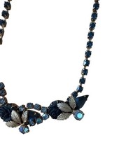 Rare Vintage *Unconfirmed Juliana DeLizza Blue Rhinestones w/molded leaf stones