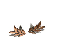 Vintage Renoir Copper Leaves Clip On Earrings